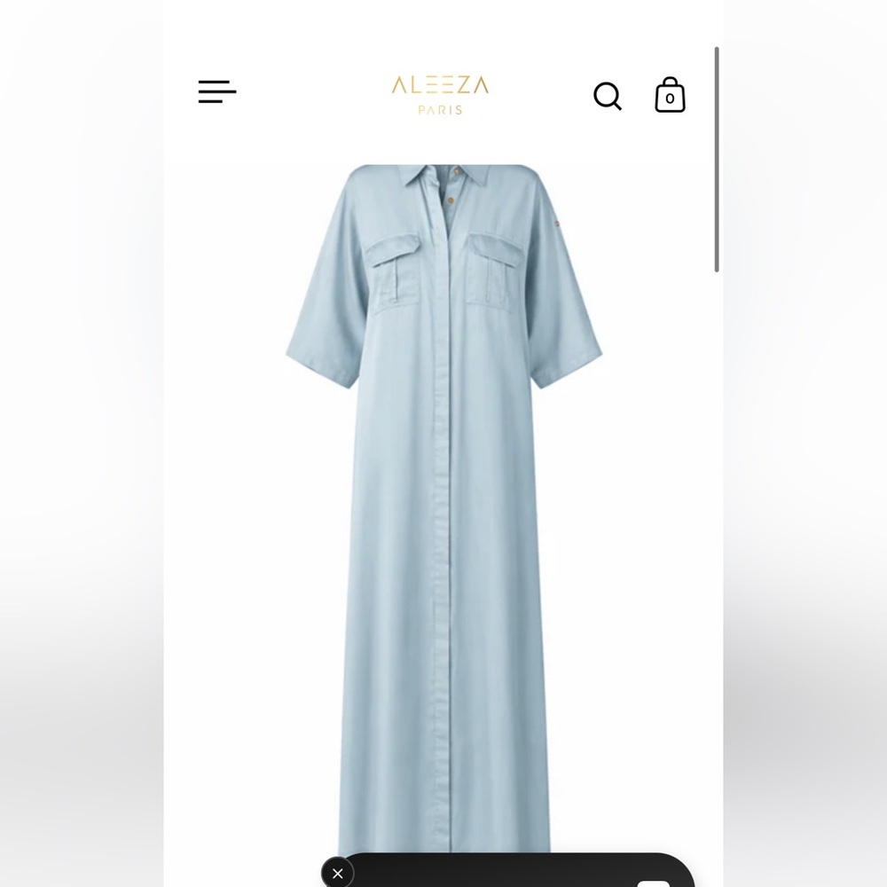 Aleeza Paris Light Blue Maxi Shirt Dress